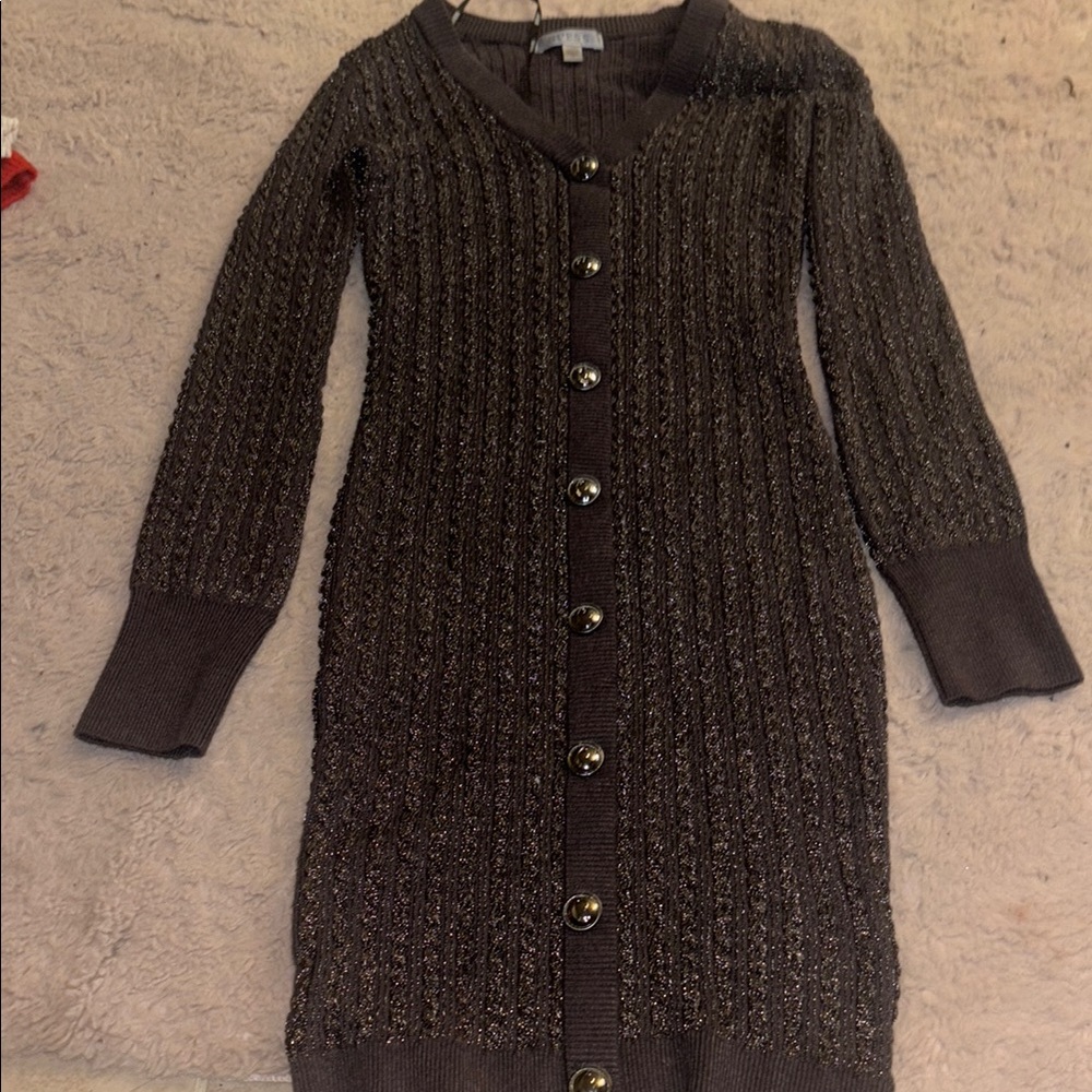 Brown Button-Up Knit Cardigan